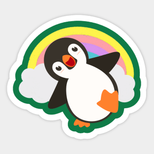 Cute Penguin Rainbow Sticker